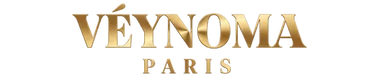 Offizielles Logo der Schmuckmarke Véynoma  in goldener Schrift auf schwarzem Hintergrund